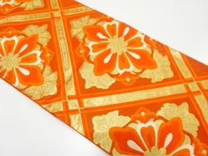 アンティーク　斜め格子に華紋織り出し袋帯（材料）